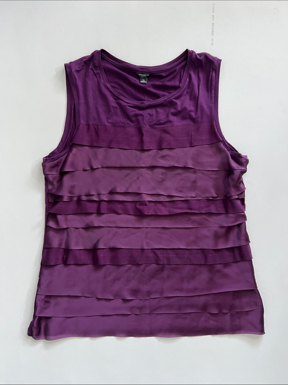 Ann Taylor Purple Ruffle Tiered Sleeveless Tank